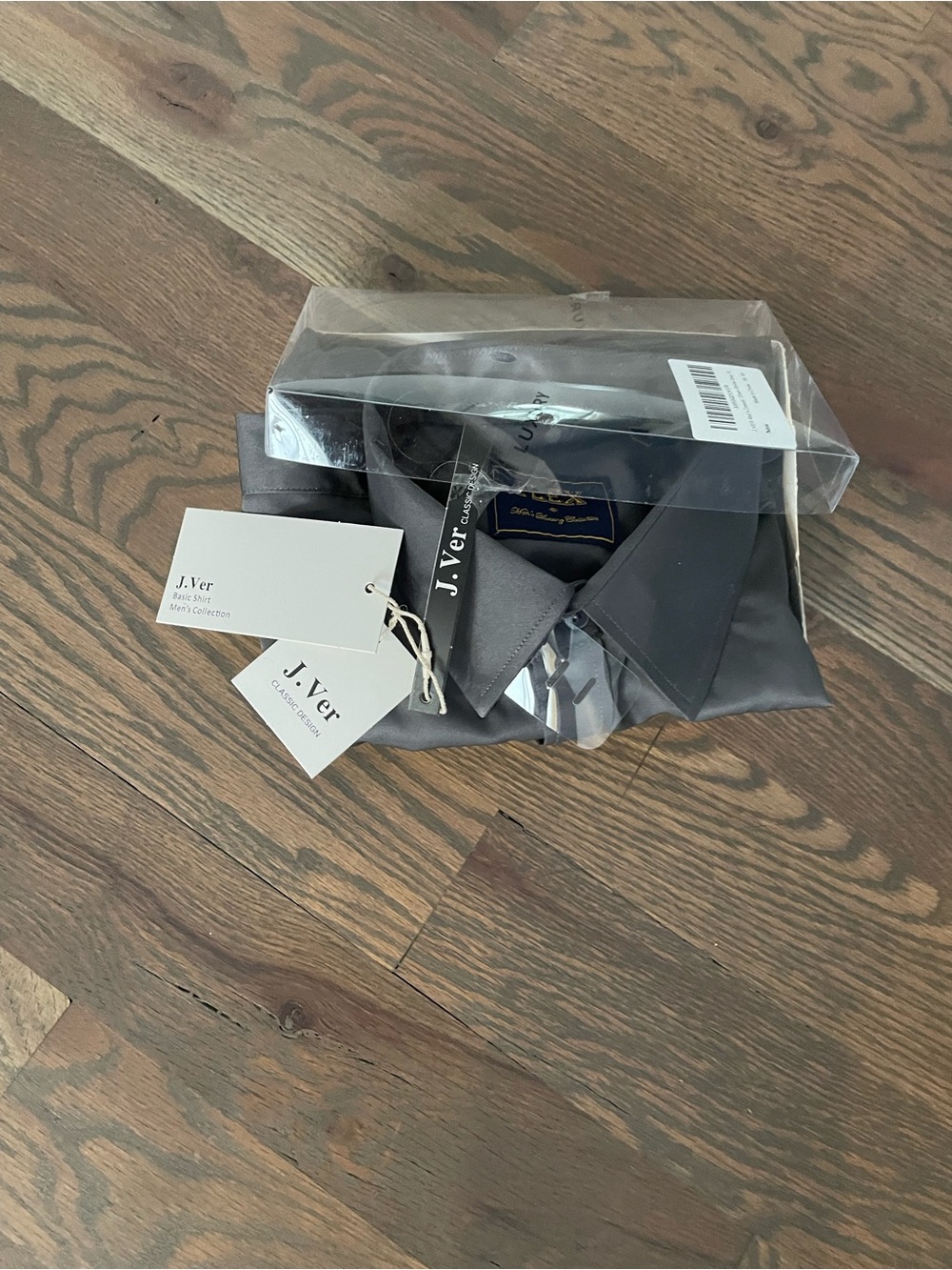 J. Ver Satin Button-Up Shirt in Dark Gray